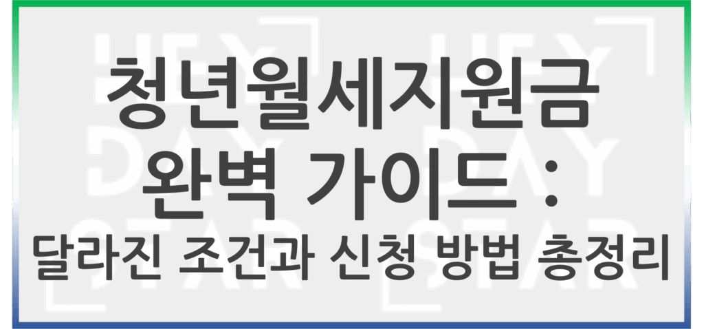 청년월세지원금 완벽가이드